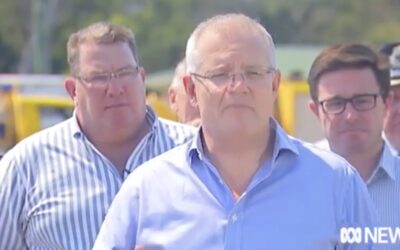 ABC News video clip from the bushfire incident control area at Canungra