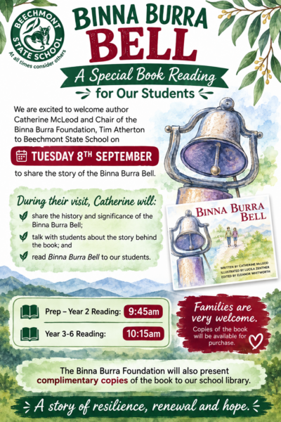 Poster for the Binna Burra Bell Book promo event